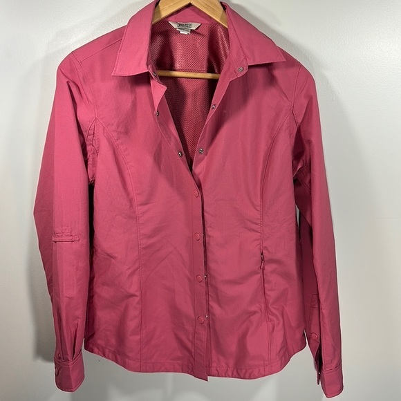 Duluth Trading Co Jackets & Blazers - Duluth Trading Company Rain work Jacket Red/Pink Windbreaker button down shirt
